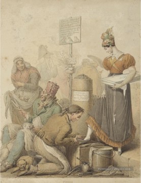 Trois scènes de marche 2 Georg Emanuel Opiz caricature Peinture à l'huile